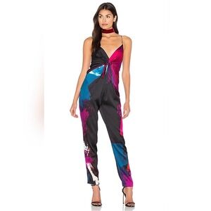 DVF Rylen Jumpsuit Silk Multicolor Luxury Designer Runway Artsy Size 2